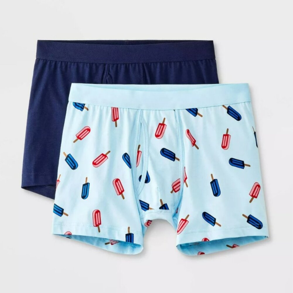 Men's Popsicle Print Boxer Briefs 2pk - Goodfellow & Co™ Light Blue